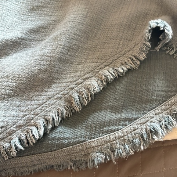 Masscob Blue Textured Cotton Blend Button Down Shirt Raw Hem Sz L - Picture 9 of 15